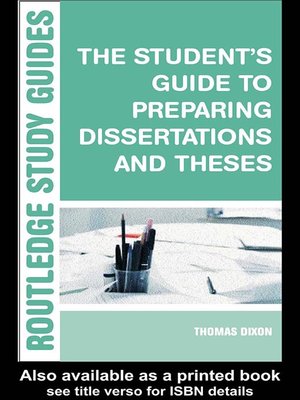 cover image of The Student's Guide to Preparing Dissertations and ThesesÂ Â 